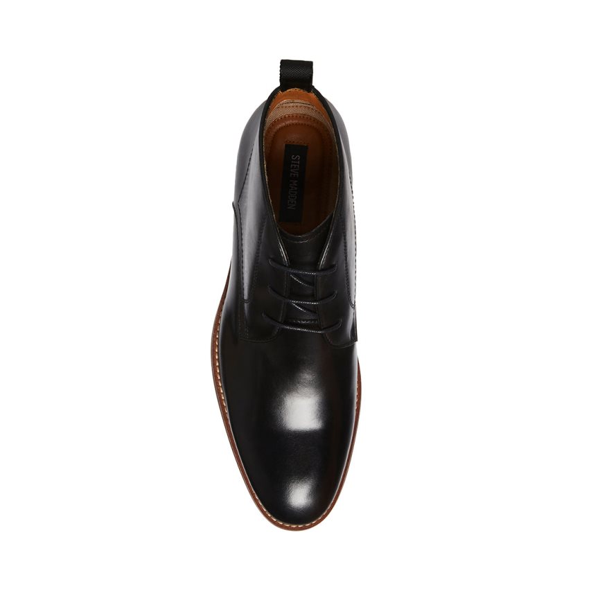 Black Steve Madden Favien Leather Men's Derby Shoes | PH 9825AZT